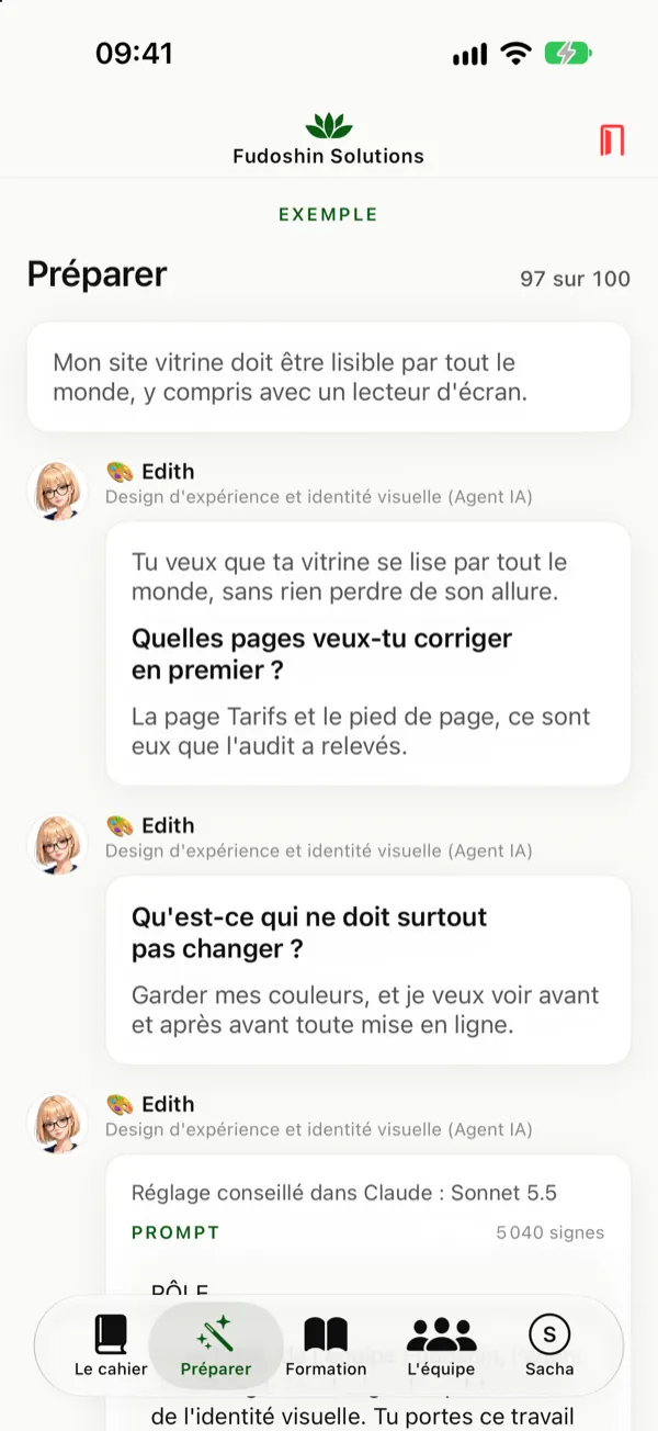 Préparer : une demande pour rendre un site lisible par tout le monde, et les questions d'Edith avant le brief.